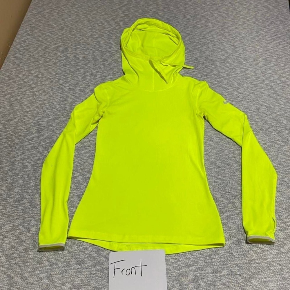 Nike neon yellow long sleeve active pullover hoodie women S. SKU-B804#athletic